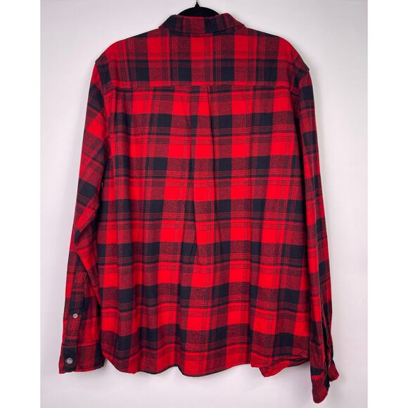 Eddie Bauer Red Black Plaid Flannel Button Up Shirt Men’s 2XL - Picture 3 of 8